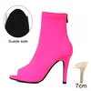 HROYL-Sapatos de Dança Femininos com Tubo Curto, Pano Estirável de Salto Alto,