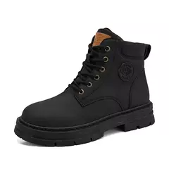 Bota de couro alta masculina, antiderrapante, confortável, casual, amarela, quatro temporadas, sapatos de trabalho ao ar livre, moda britânica - comprar online