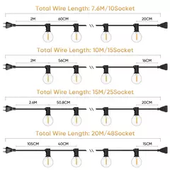 Imagem do Guirlanda de luzes inquebrável g40, 220v 110v, led, luz de corda e12, à prova d'água, conectável, guirlanda de ano novo, decoração de natal