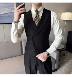 Blazers colete de peito duplo masculino, terno casual slim fit masculino, colete de ajuste de alta qualidade, roupas de marca primavera, 2023 € na internet