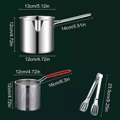 Conjunto de frigideira japonesa, Fritadeira com economia de óleo profunda, Cozinha de alta temperatura, Cesta de Frango Tempura, Cozinhando Ferramentas, Aço Inoxidável 304