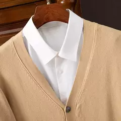 Imagem do BROWON-Cardigã monocromático com decote em v masculino, suéter casual, cardigã comercial, clássico, moda coreana, roupas masculinas