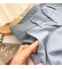 Calça feminina elástica de cintura alta, calça feminina do escritório, casual solta streetwear, reta, preta, nove pontos, moda, outono, primavera - comprar online