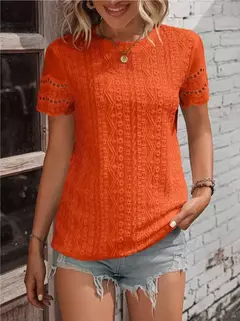 Camiseta feminina de algodão topos 2024 verão rua oco para fora simples cor sólida v camisa casual y2k t camisa branca blusa mujer moda na internet
