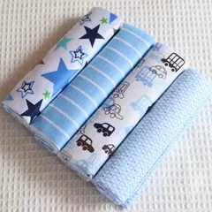Cobertor de fraldas de flanela supermacio do bebê, Envoltório recém-nascido, 100% algodão, Swaddle impressão, 76x76cm, 4Pc Pack na internet