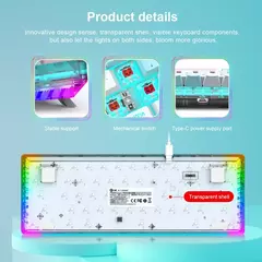E-YOOSO Z11T USB com fio, teclado de jogos mecânico, azul, vermelho, chave 61 teclas, gamer, russo, brasileiro, português para computador portátil na internet