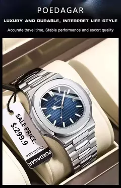 Imagem do Poedagar relógio de luxo negócios à prova dwaterproof água masculino relógio luminoso data aço inoxidável quadrado quartzo relógio masculino reloj hombre 2024 novo