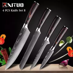 XITUO-Laser Damasco Padrão Facas de Cozinha Set, Faca Chef, Ultra-Sharp, Santoku, Cutelo, Corte, Utilidade, Fruta, 1-10pcs - loja online