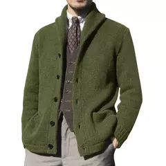 Homens casaco de malha lapela manga comprida bolsos engrossados cardigan camisola masculina outono botões sólidos placket casaco de malha para o trabalho - Wolf Magazine