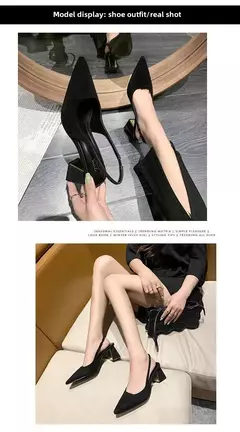 Salto alto feminino com sola larga de borracha, chinelos de corpo feminino, elegante sapato único, novo estilo, primavera e verão, 2024 - comprar online