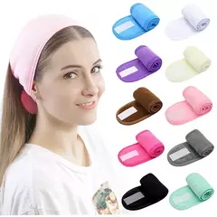 Banda de cabeça larga ajustável para mulheres, acessórios de cabelo com toalhas macias, hairband, spa, ioga, banho, chuveiro, maquiagem, lavagem facial, cosméticos - comprar online