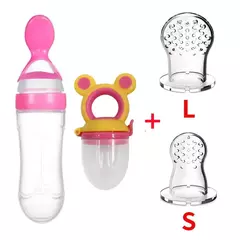 Baby Feeding Bottle com Fruit Chupeta Set, Toddler Spoon, Legumes frescos, Kids Feeder Supplies, 4Pcs - Wolf Magazine