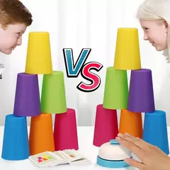 Brinquedos Montessori Infantil, Stack Cup, Battle Table com Cartas, Iluminação Intelectual Educacional, Cognição das Cores, Treino Lógico - loja online