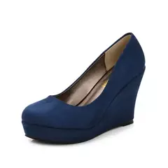 LIHUAMAO-Bombas de couro para mulheres, saltos rosa, sapatos de plataforma, cunhas, salto alto, senhora do escritório, sapatos de trabalho, festa, casamento