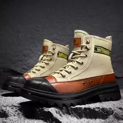 Botas de vaqueiro casuais masculinas, Sapatos de segurança plataforma para trabalho, Botas táticas militares, Montanhismo ao ar livre, Inverno
