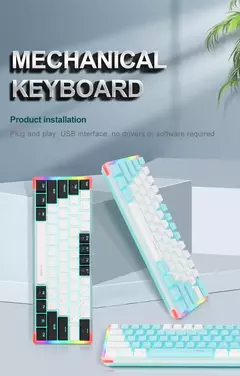 E-YOOSO Z11T USB com fio, teclado de jogos mecânico, azul, vermelho, chave 61 teclas, gamer, russo, brasileiro, português para computador portátil - comprar online