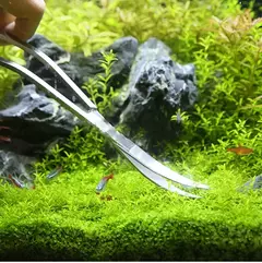 Tesoura de aquário pinça ferramenta tanque de peixes plantas onda tesoura água grama inoxidável ferramentas limpeza titular acessórios do aquário na internet