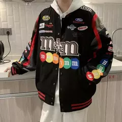 Jaqueta de beisebol M Letter bordada para homens e mulheres, casacos Harajuku, hip-hop, casais estampados, remendo do colégio, jaquetas bomber Y2K - loja online