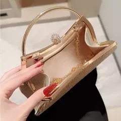 Imagem do Bolsa de noite plissada para mulheres, alça superior, glitter dia clutch, jantar de casamento feminino vestida bolsa clipe de diamante, ouro