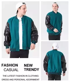 Imagem do Patches masculinos jaqueta bomber bloco de cores varsity beisebol outerwear casual solto primavera e outono confortável casacos unissex 24h enviado