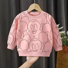 Moletom de manga comprida Disney mickey, roupas infantis, pulôver solto com gola redonda, camisa básica para menino e menina, tops da moda outono - comprar online
