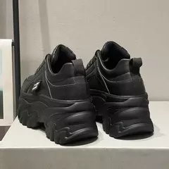 Rimocy-PU Leather Chunky Sneakers para mulheres, tênis de plataforma feminina, fundo grosso, branco, preto, sapatos para pais, moda, primavera, outono - loja online