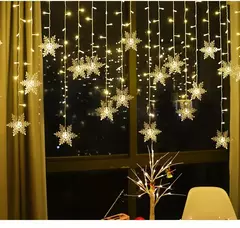 LED Fairy String Luzes De Natal, Floco De Neve Cortina, Guirlanda Impermeável, Festa De Feriado, Decoração De Natal, 3.5m, 2024