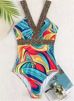 Vigoashely-maiô de uma peça para mulheres, impressão sexy, push up, monokini, sem encosto, oco, verão, 2021