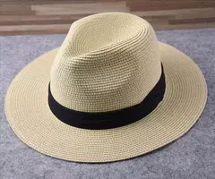 Chapéu de palha panaman cabeça grande masculino, chapéu de tecido dobrável, chapéu top jazz, proteção solar, sombreamento solar, tamanho grande, 63cm