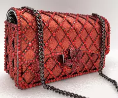 XIYUAN-Bolsas Mensageiro de Corrente Longa para Mulheres Bolsas Diamantes, Bolsa de Ombro para Festa de Casamento, Laranja, Azul, Prata, Jóias Verdes - Wolf Magazine