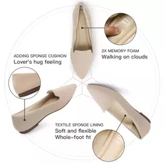 Sapatilha de Salto Baixo para Mulher, Confortável, Macio, Deslizamento, Sapatos Apontados, Casual, Descalço, Elegante Tênis na internet