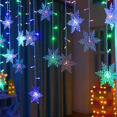 Snowflakes LED String Lights para a decoração de Natal, piscando, fada, cortina, impermeável, feriado, festa, casamento, Natal, 3,2 m - Wolf Magazine