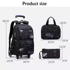 Mochila escolar com rodas para crianças, Mochila de rolamento para menino, Mochila escolar com rodas, Mochila de bagagem de mão, 6 rodas