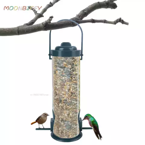 Pendurado ao ar livre Pet Bird Food Dispenser, múltiplos furos, ferramenta automática de alimentação do pé para animais voadores, 1pc