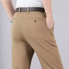 Calça stretch clássica masculina, calça de cintura alta, casual, casual, primavera, verão, drop shipping - comprar online