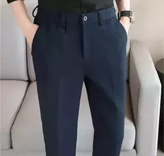 Calça de waffle masculina, calça de negócios masculina de casamento e social, vestido de baile e festa, preto e branco, nova moda, 2024 - Wolf Magazine