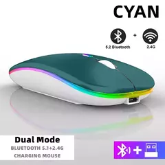 Mouse sem fio Bluetooth para Tablet e telefone, Ratos de retroiluminação RGB recarregáveis para iPad, PC, Laptop, 2.4GHz USB - comprar online