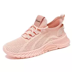 Sapatos esportivos respiráveis para mulheres, tênis casuais, mocassins com renda, malha de malha, moda feminina, marca designer, 2024 - comprar online