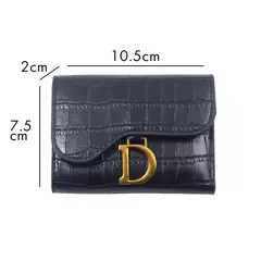 Imagem do Pequena bolsa de couro para mulheres, bolsa de cartão, embreagem, grampo de dinheiro, pequena, moda, marca de luxo, fêmea
