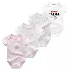 Macacão de algodão estampado para recém-nascidos, macacão manga curta, roupas de bebê menino e menina, 0-12m, 4 peças, verão - comprar online