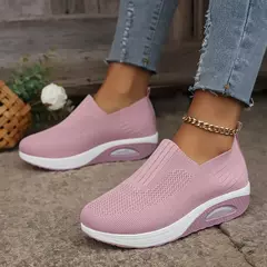 Imagem do Mulas de plataforma ortopédicas antiderrapantes para mulheres, sapatos de caminhada, sapatos de caminhada, cunha respirável, sapatilhas femininas, sapatilhas femininas