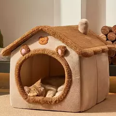 Casa de estimação dobrável para cães extra pequenos, casa lavável do gato, caverna do filhote, sofá-cama, cama removível na internet