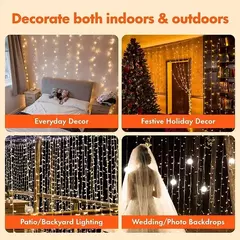 LED Curtain String Lights, Fada Decoração, Feriado USB, Guirlanda de Lâmpada, 8 Mode, Casa, Jardim, Festa de Natal, Ano Novo, Casamento, 3m - loja online