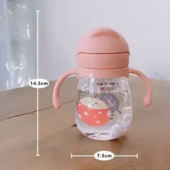 Imagem do Mamadeiras com bola de gravidade de palha, copo, mamadeira de calibre largo, crianças bebendo leite e água, dupla utilização, 350ml