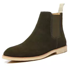 Botas de couro genuíno de camurça masculina retrô, bota curta no tornozelo, s - Wolf Magazine