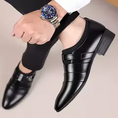 Sapato de couro clássico masculino, Deslizar, Dedo apontado, Oxfords, Formal, Casamento, Festa, Escritório, Negócios, Vestido casual, Masculino - Wolf Magazine