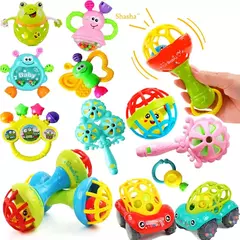 Chocalhos educativos brinquedos para bebês, mordedor sensorial recém-nascido, jogos de desenvolvimento para bebês, 0, 6, 12 meses - loja online