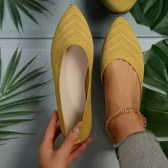 Sapatos baixos de dedo apontado para mulheres, Cor sólida, Sapatos de malha, Mocassins casuais, Sapatilhas respiráveis - comprar online