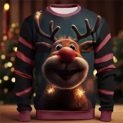 Imagem do Natal dos homens Papai Noel Impresso Moletons, Pai Pop 3D, Pullovers Gráfico Homem de Gingerbread, Roupas Engraçadas de Natal, Moda Infantil