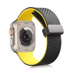 Pulseira de fibra de carbono para Apple Watch, Ultra 2 bandas, pulseira magnética de silicone, 49mm, 44mm, 45mm, 41mm, 40mm, iWatch Series 9, 8, 7, 6, SE, 5, 4
